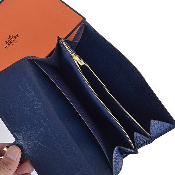 Cheap Fake Hermes Constance Long Wallets Royalblue Calfskin Leather Gold - Click Image to Close
